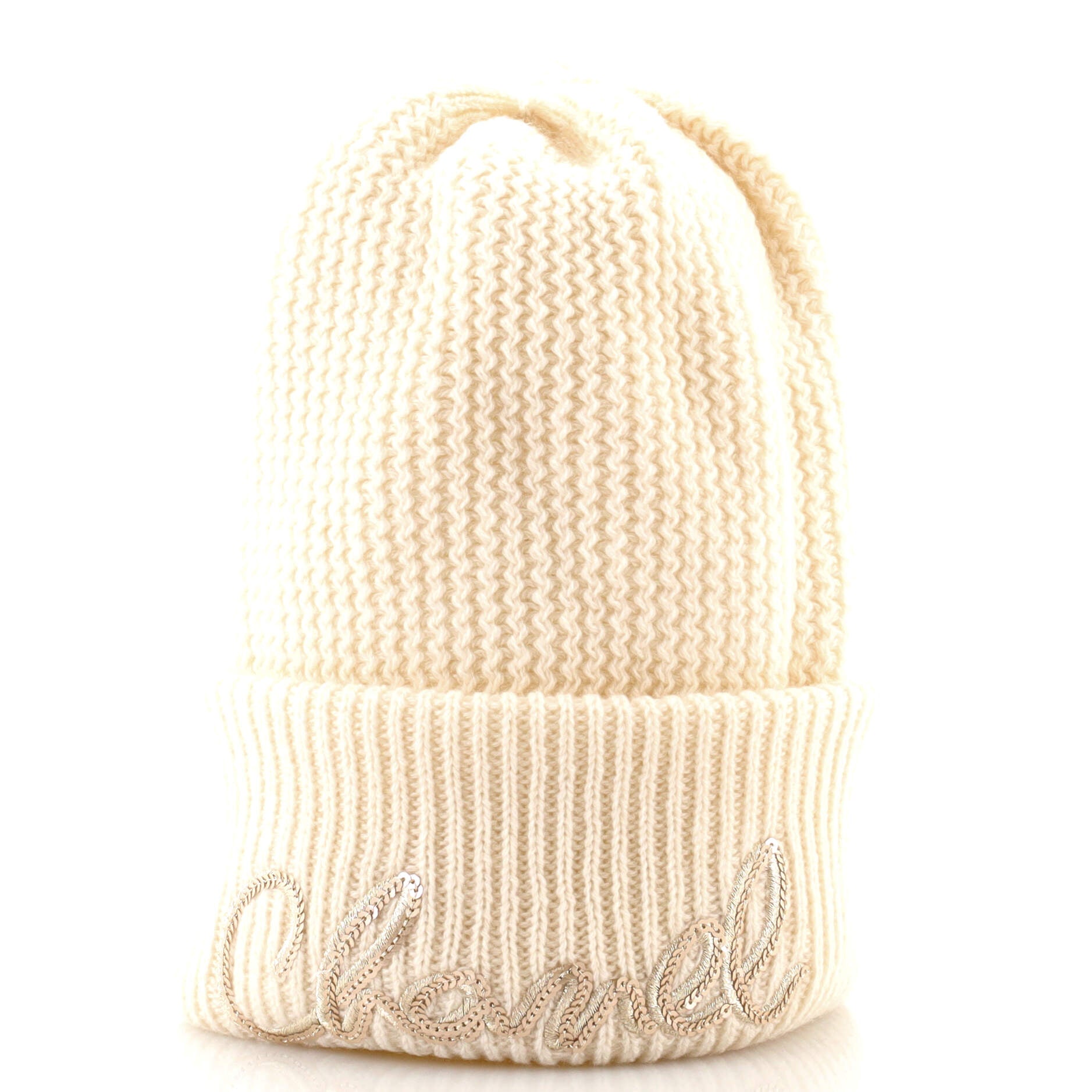 Logo Beanie Cashmere with Sequins XS