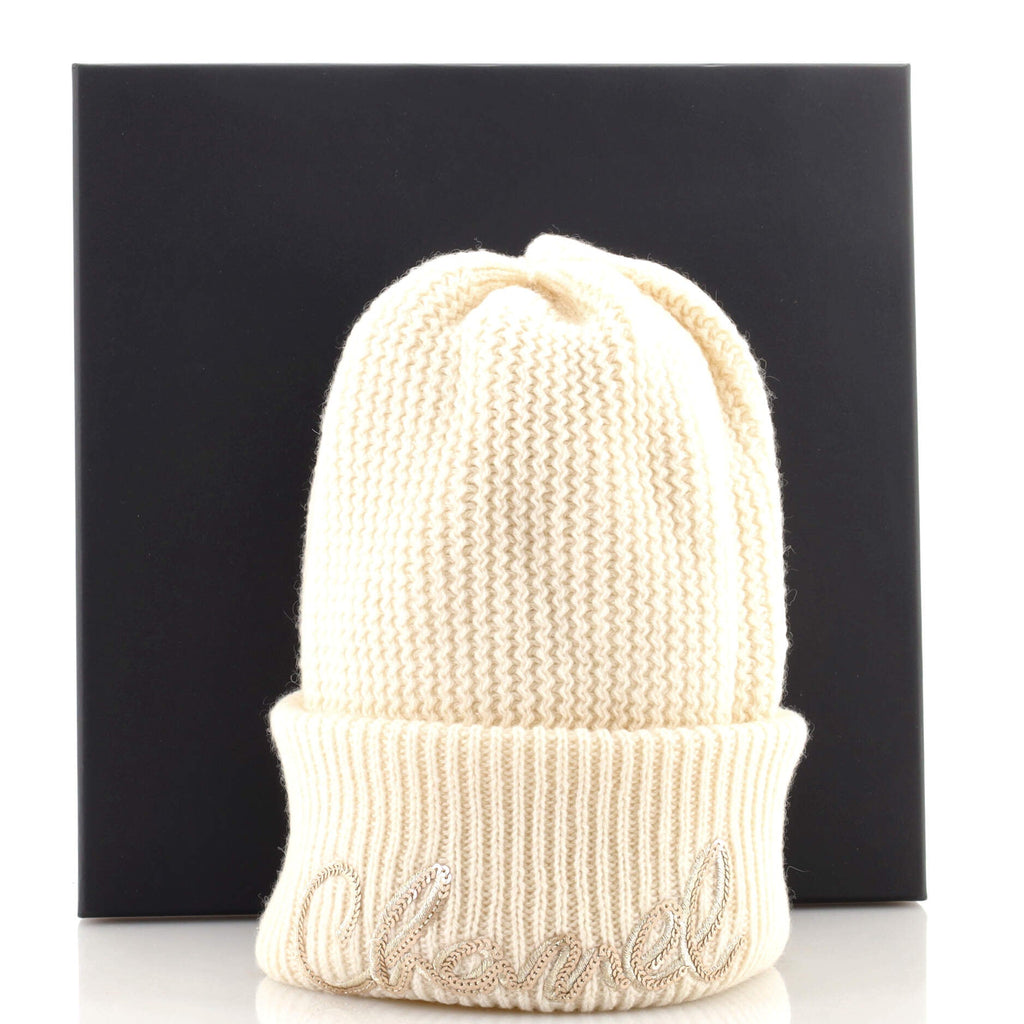 Logo Beanie Cashmere with Sequins XS