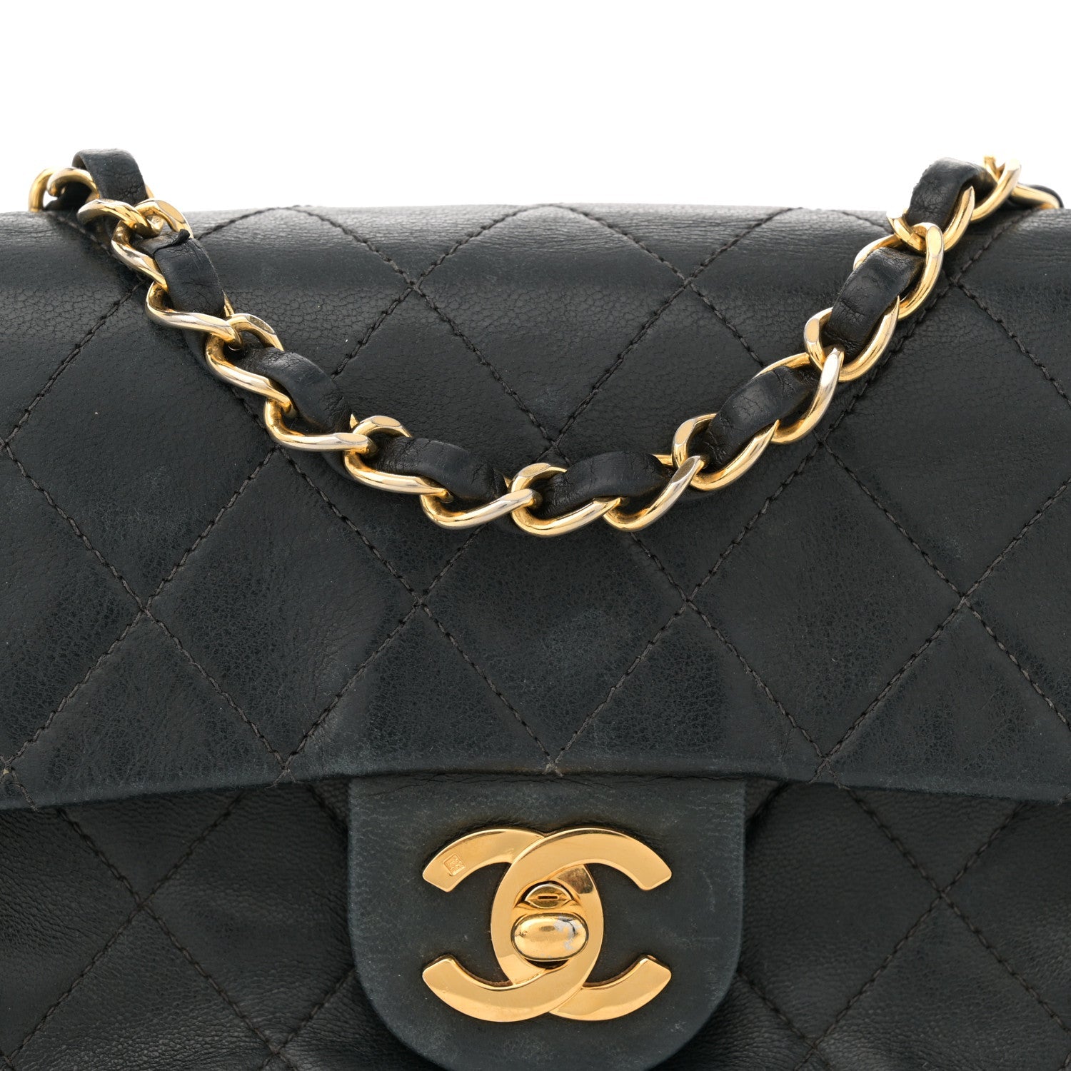Lambskin Quilted Mini Square Flap Black