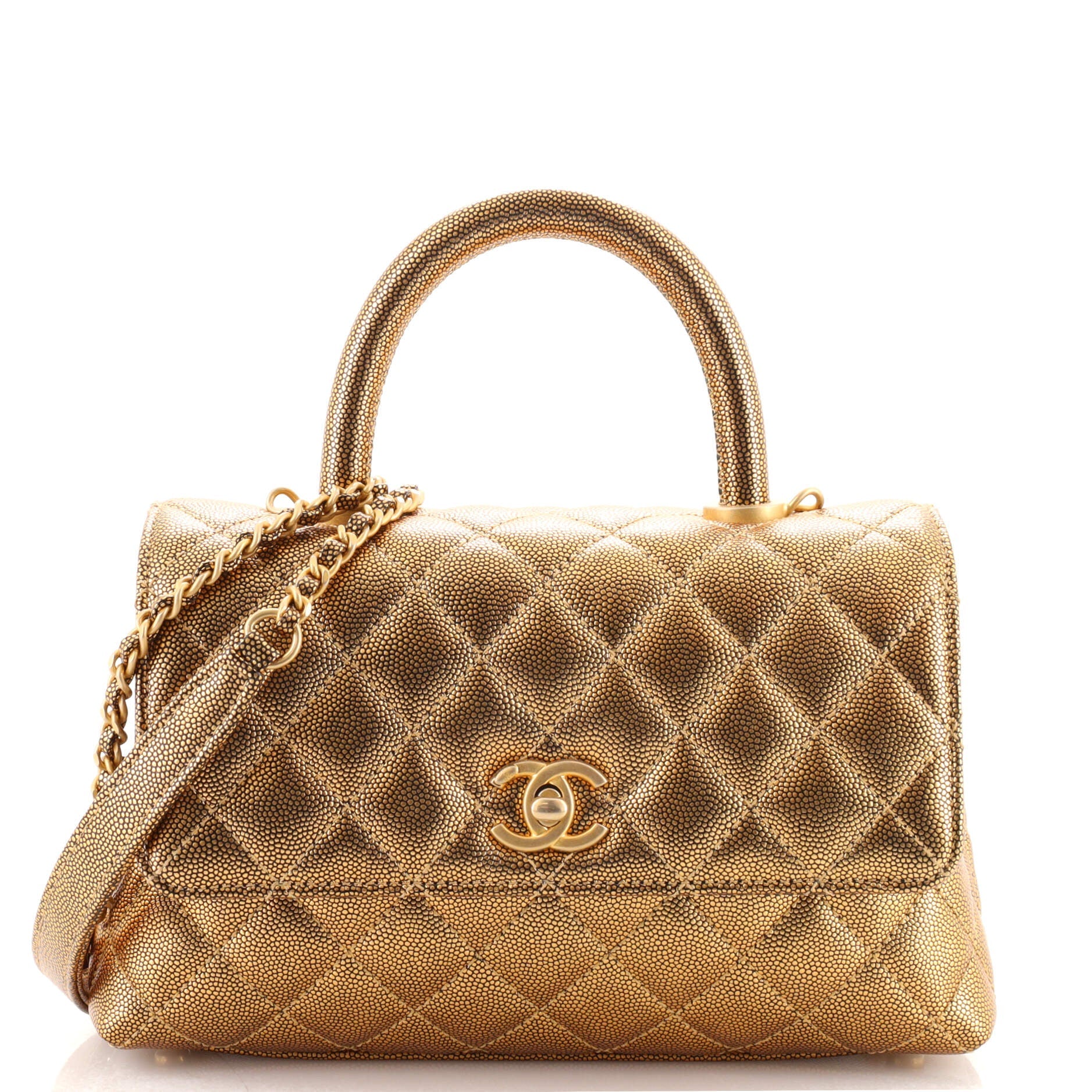 Coco Top Handle Bag Quilted Caviar Mini