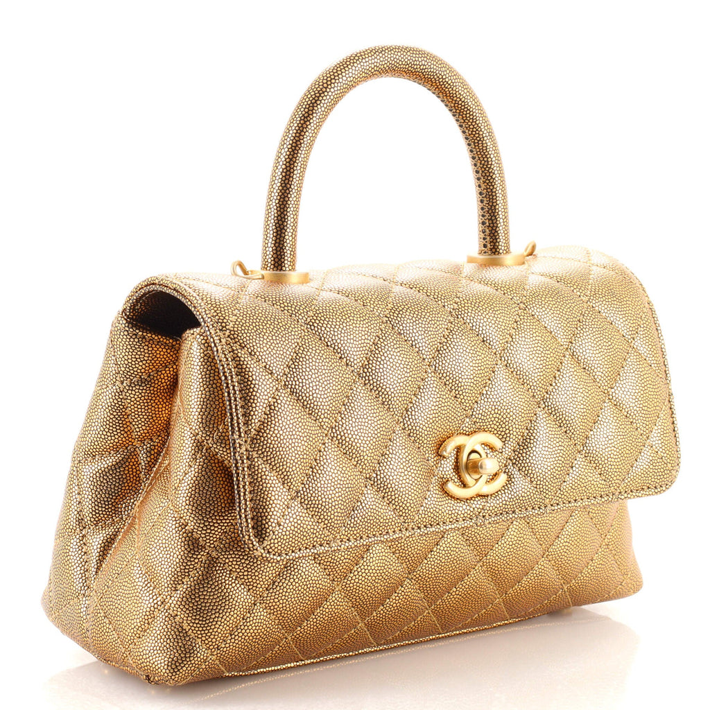 Coco Top Handle Bag Quilted Caviar Mini