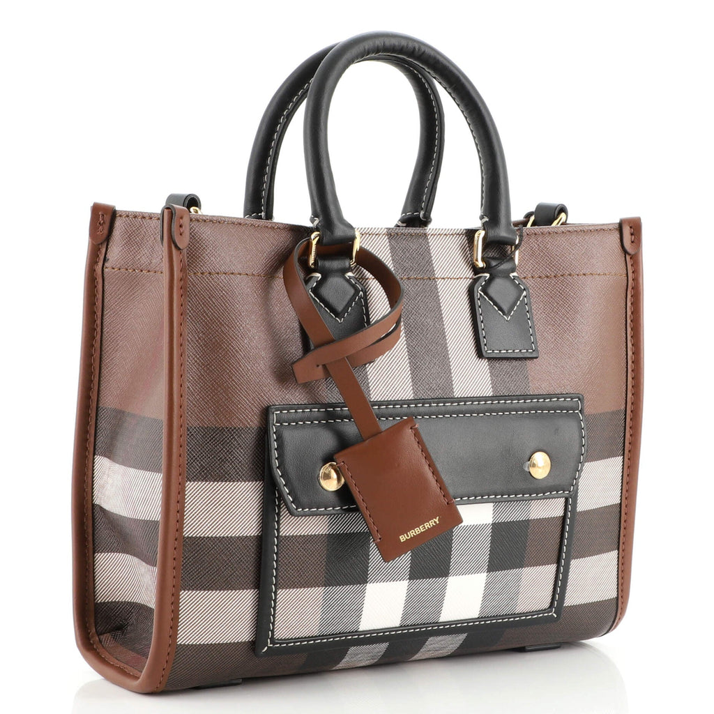 Freya Shopping Tote Check Canvas with Leather Mini