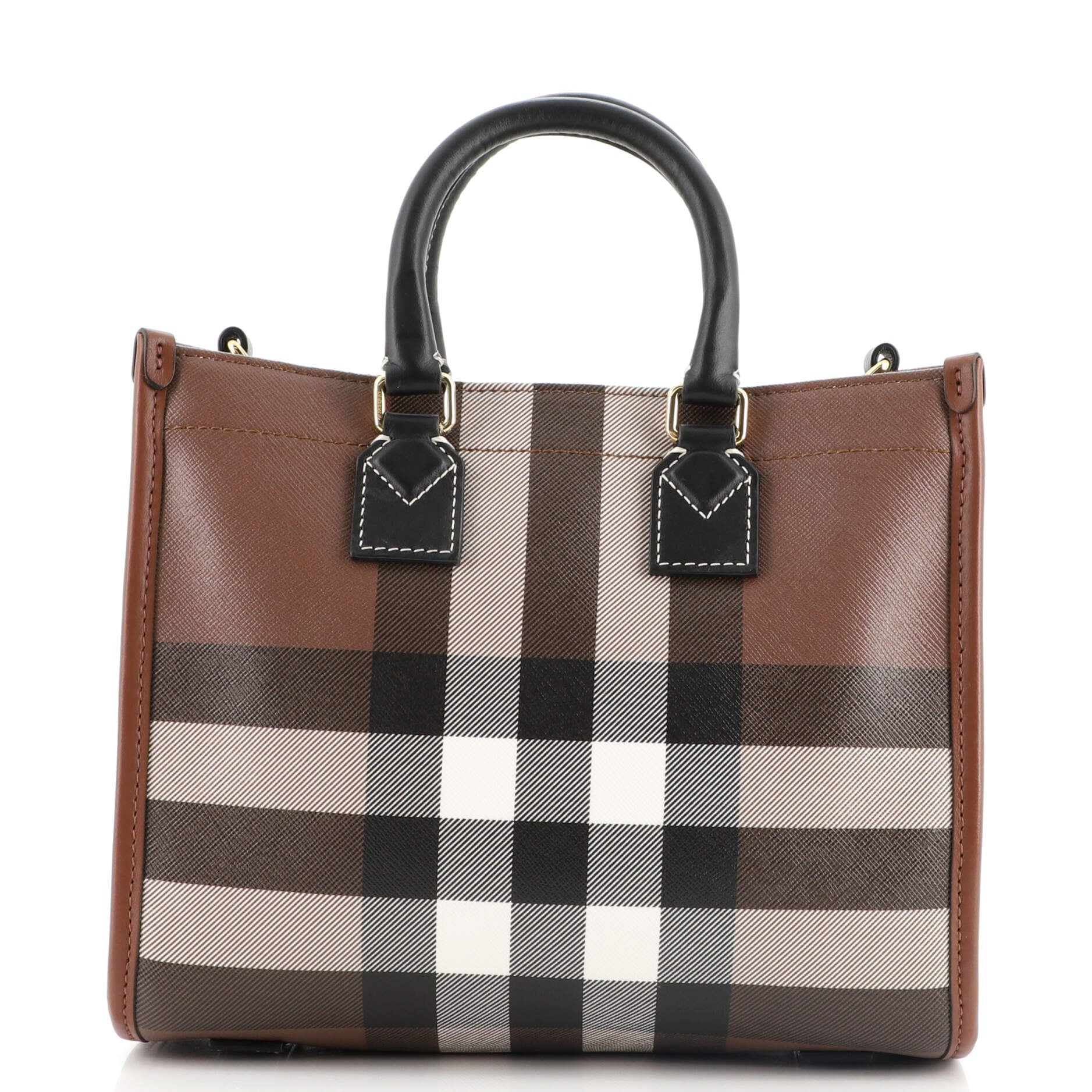 Freya Shopping Tote Check Canvas with Leather Mini