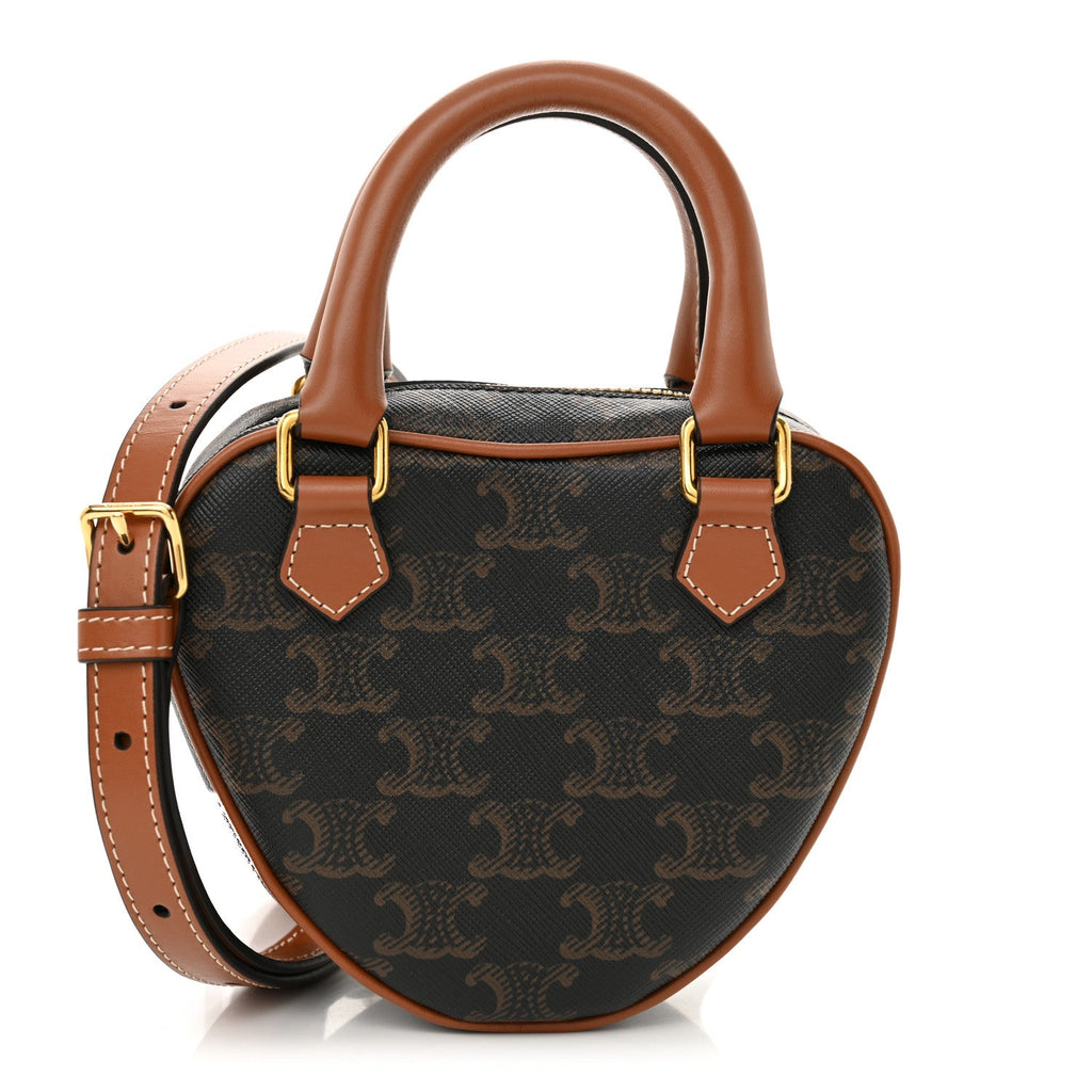 Triomphe Canvas Calfskin Heart Bag Tan