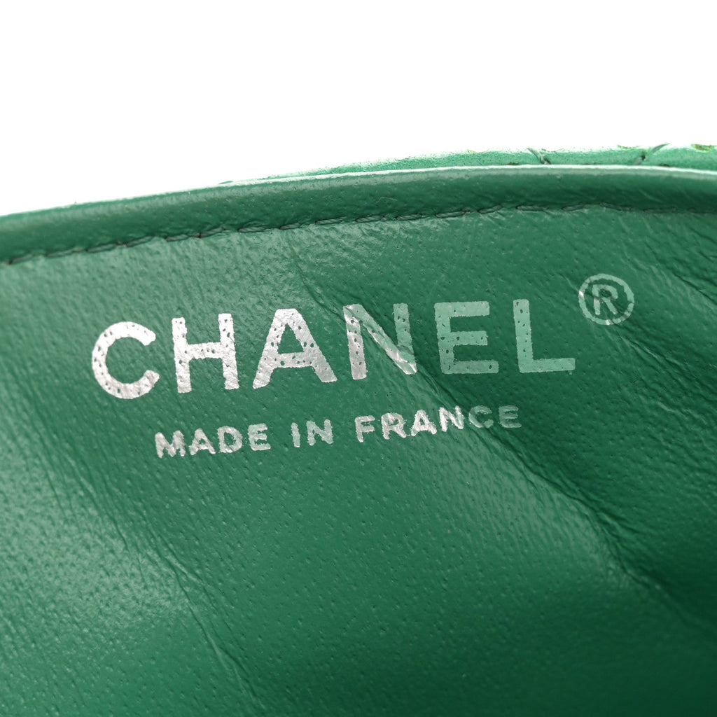 Lambskin Perforated East West Flap Green