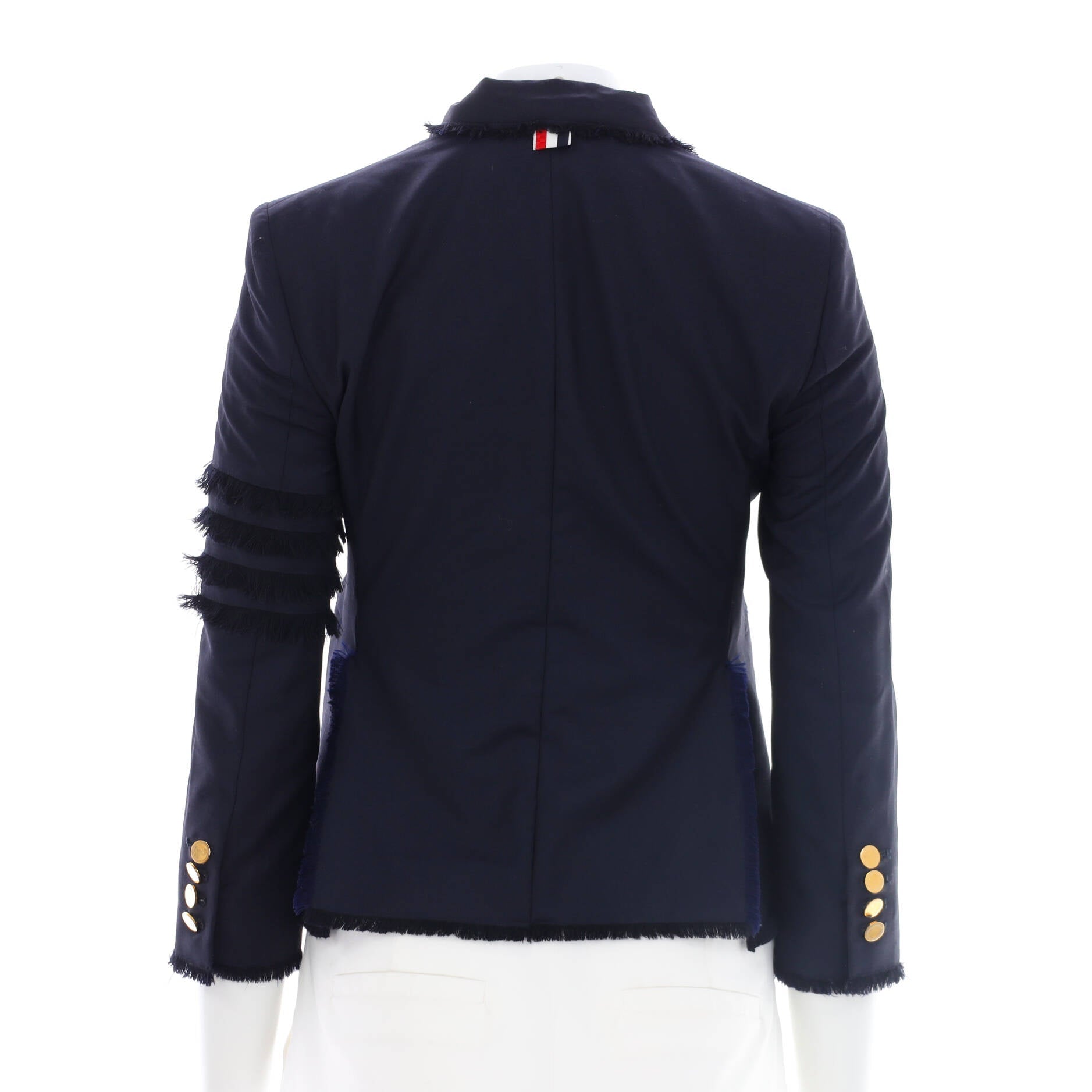 Women's Frayed Button Jacket Wool Blend