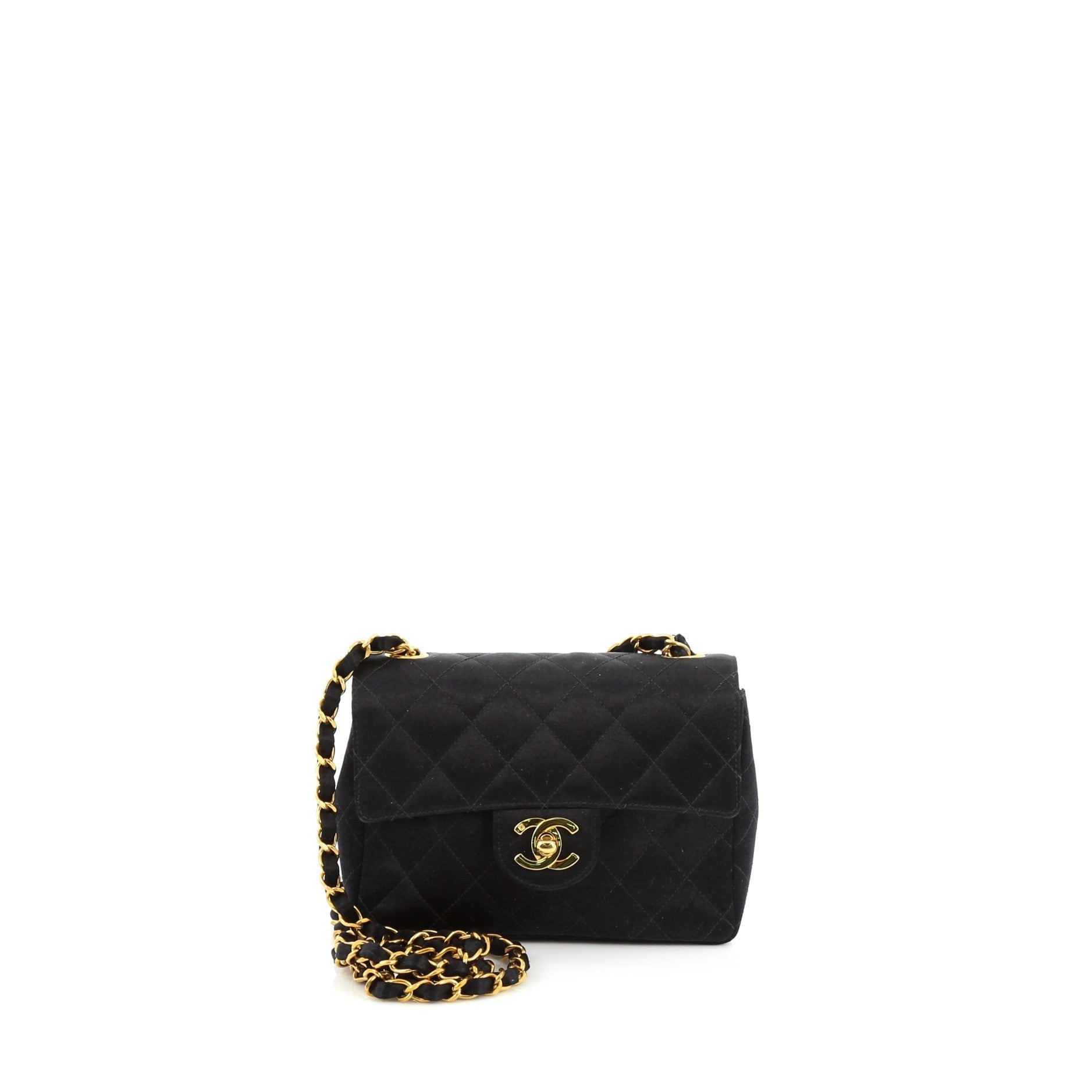Vintage Square Classic Single Flap Bag Quilted Satin Mini