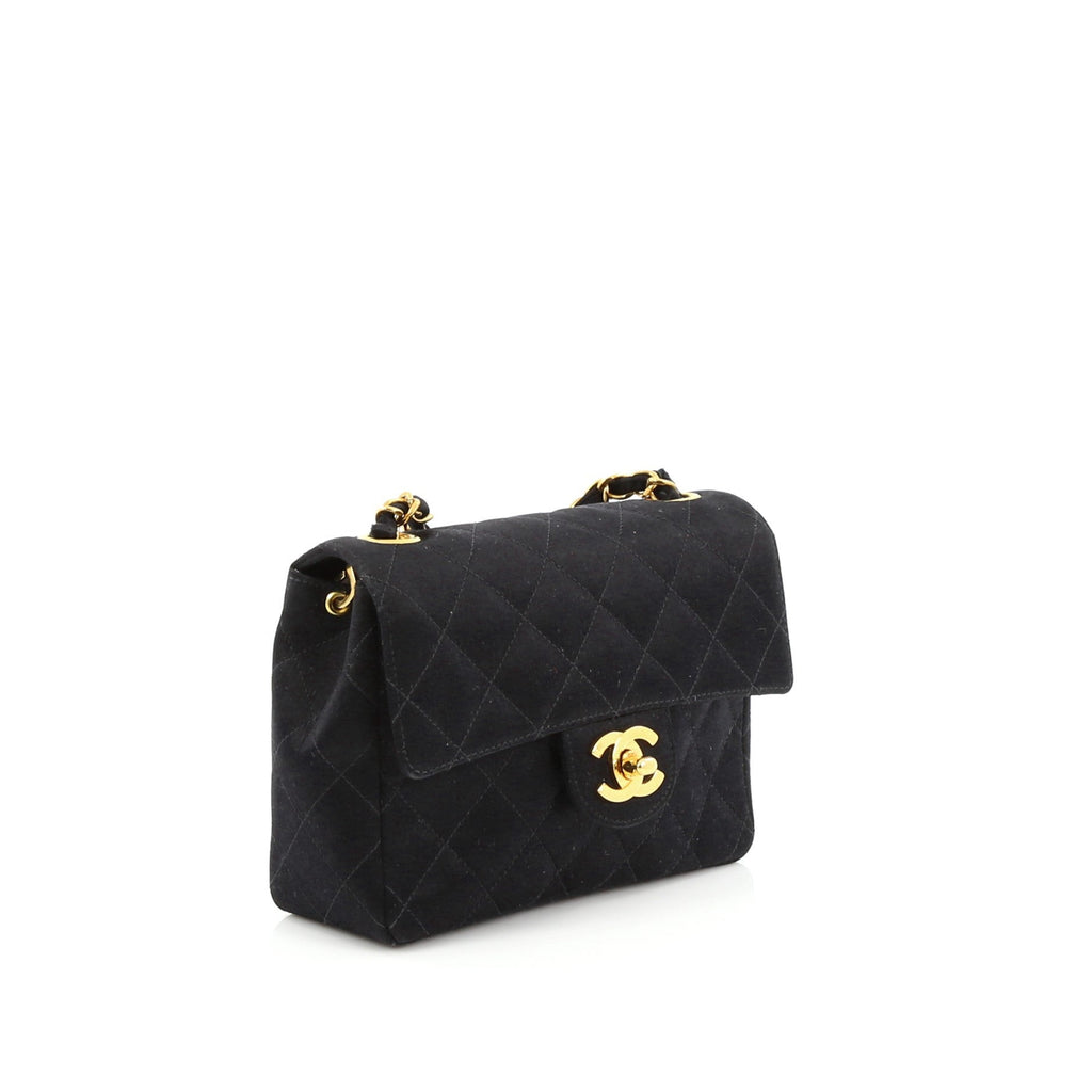 Vintage Square Classic Single Flap Bag Quilted Satin Mini