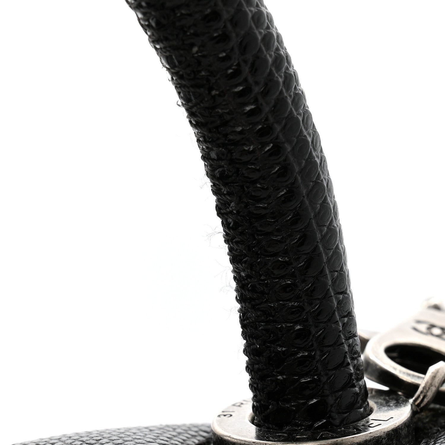 Caviar Lizard Embossed Quilted Mini Coco Handle Flap Black