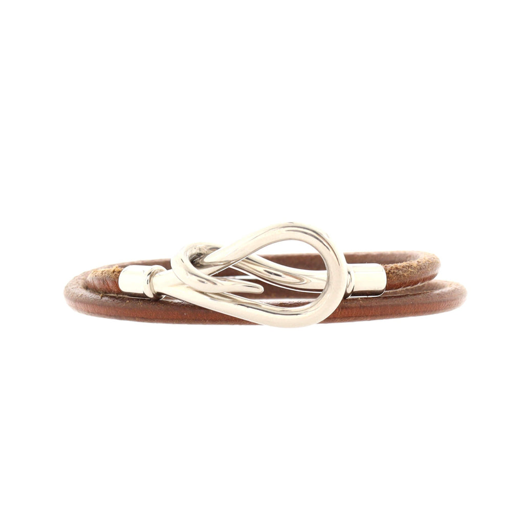 Jumbo Hook Double Tour Bracelet Leather and Metal