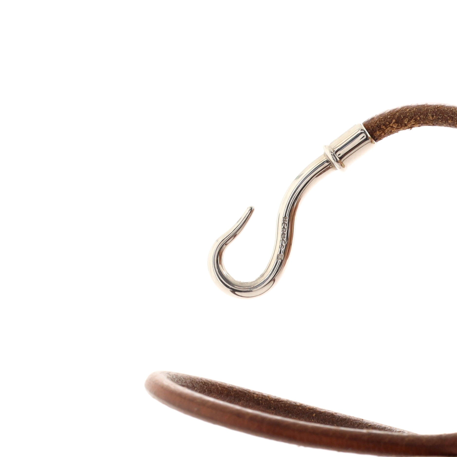 Jumbo Hook Double Tour Bracelet Leather and Metal
