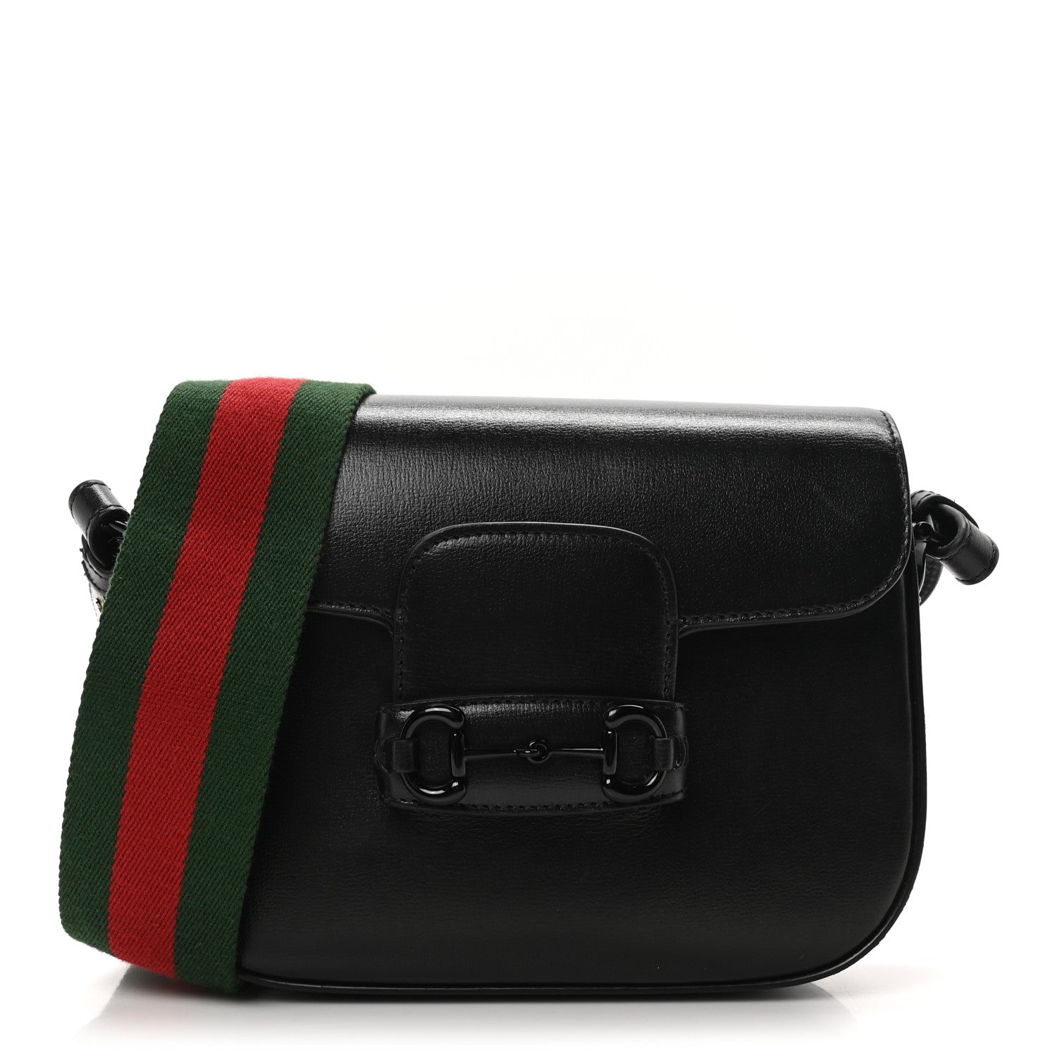 Azalea Calfskin Web Monochrome Small Horsebit 1955 Shoulder Bag Black