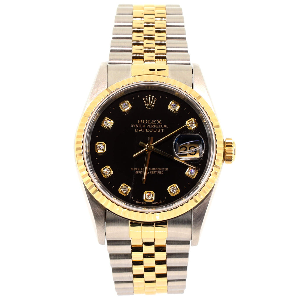 Oyster Perpetual Datejust Automatic Watch Stainless Steel and Yellow Gold with Diamond Markers 36