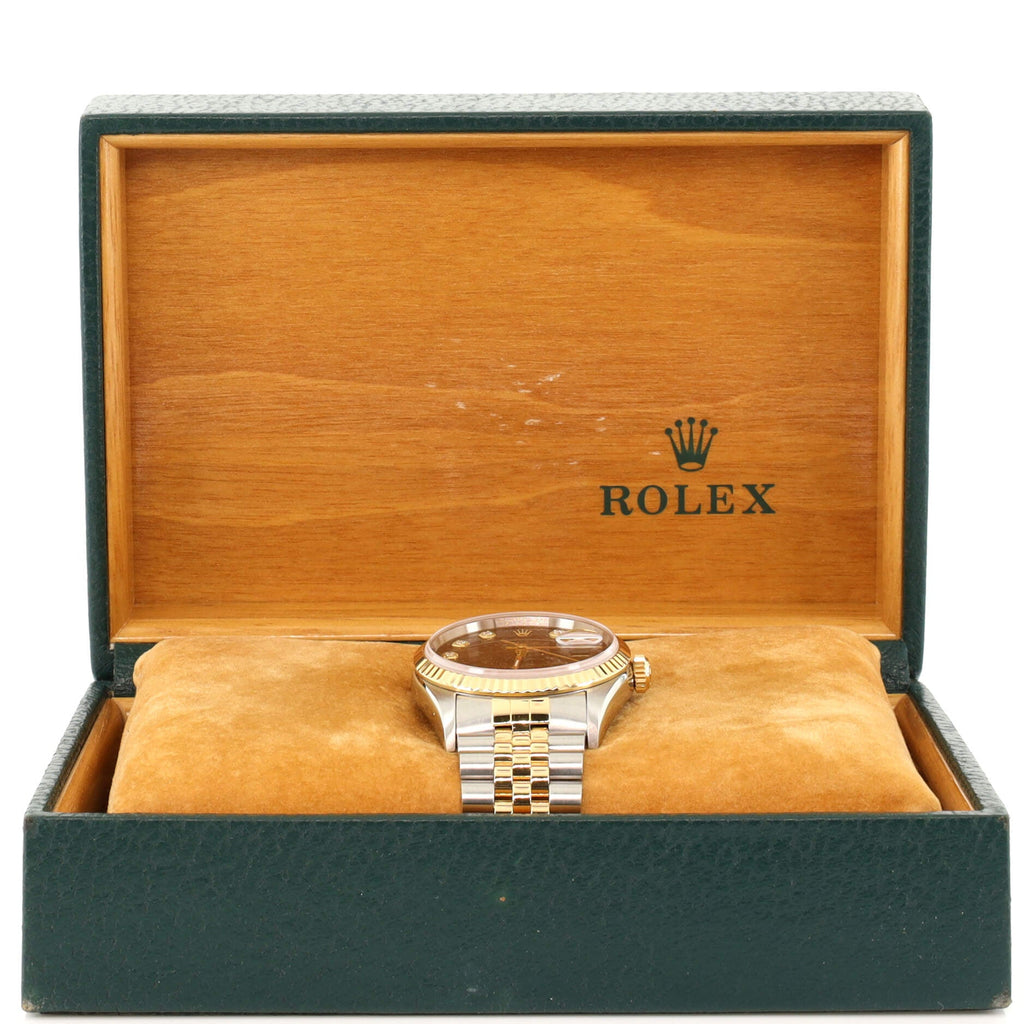 Oyster Perpetual Datejust Automatic Watch Stainless Steel and Yellow Gold with Diamond Markers 36