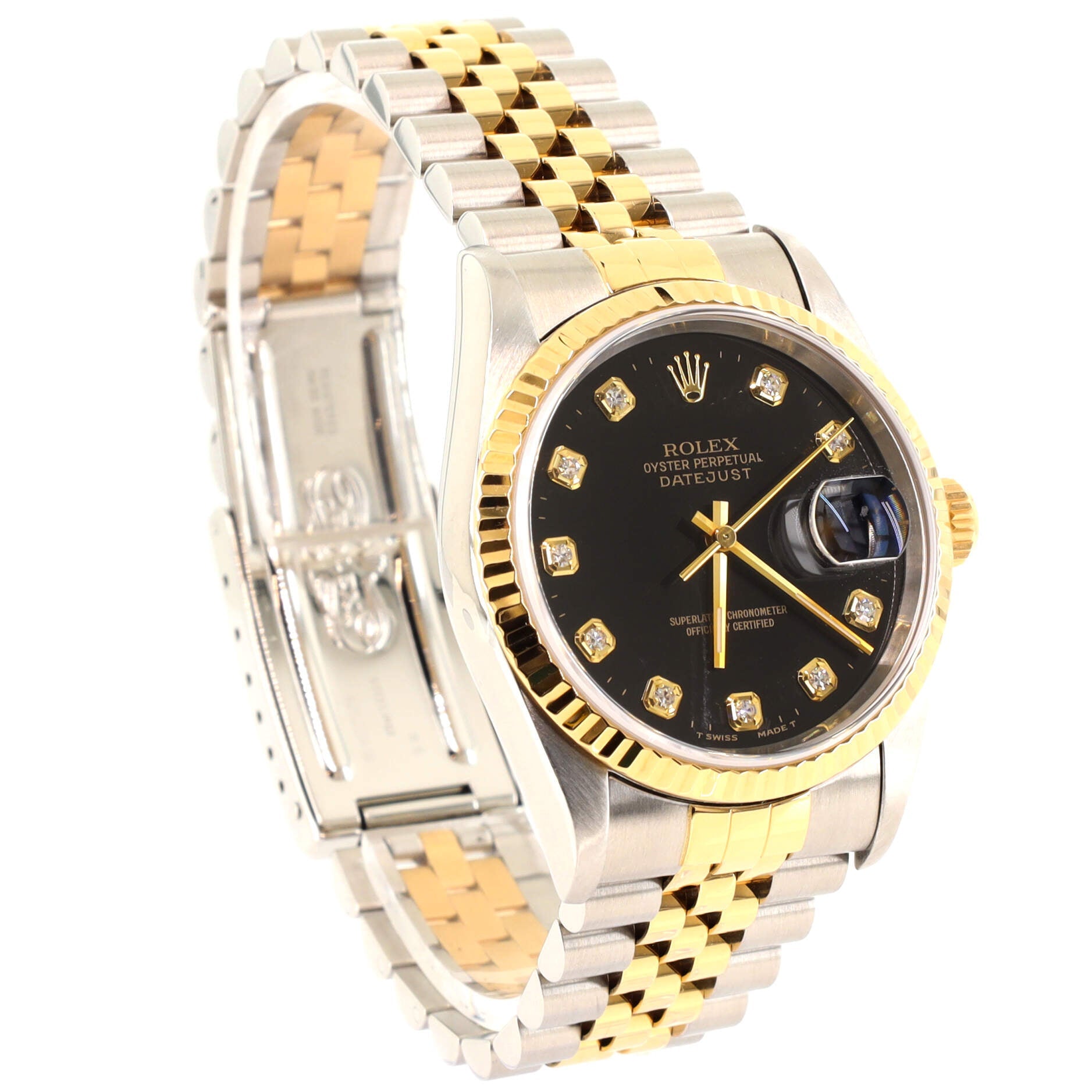Oyster Perpetual Datejust Automatic Watch Stainless Steel and Yellow Gold with Diamond Markers 36