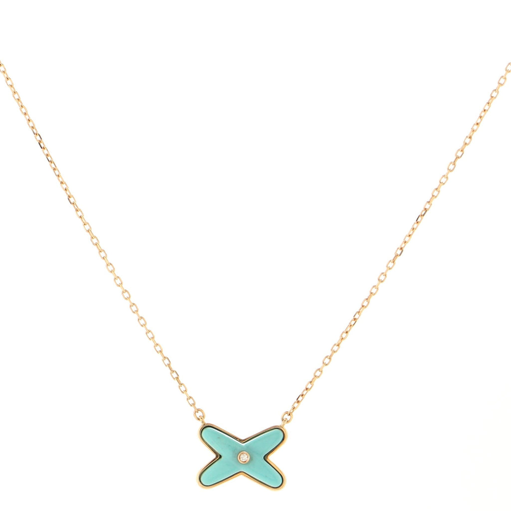 Jeux de Liens Pendant Necklace 18K Rose Gold with Turquoise and Diamond