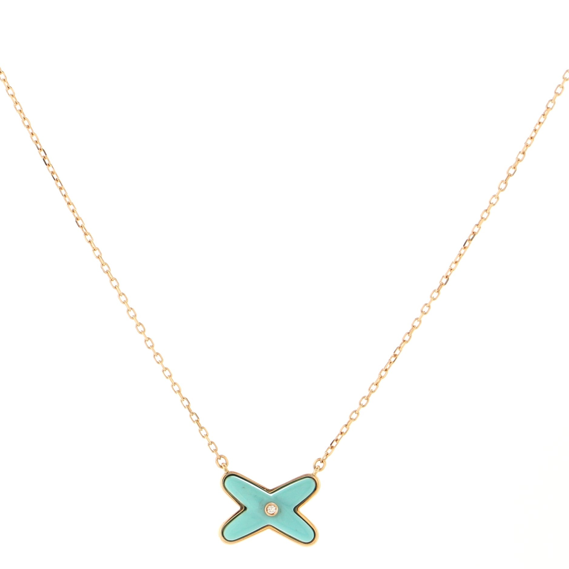 Jeux de Liens Pendant Necklace 18K Rose Gold with Turquoise and Diamond