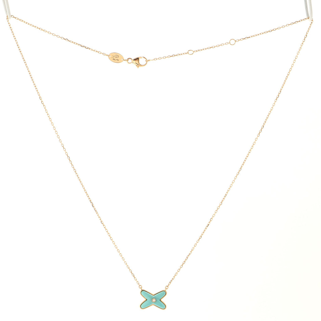 Jeux de Liens Pendant Necklace 18K Rose Gold with Turquoise and Diamond