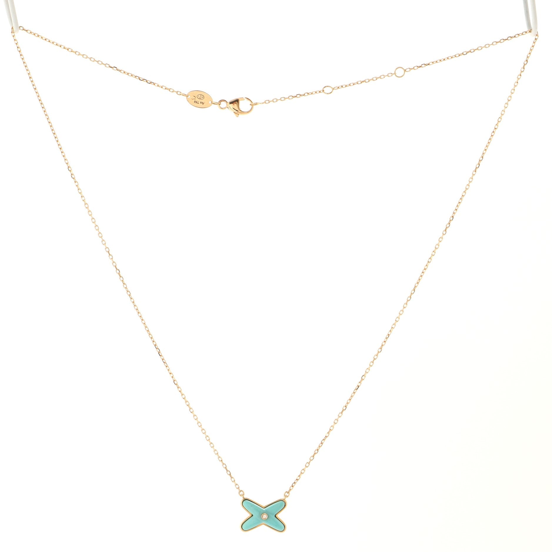 Jeux de Liens Pendant Necklace 18K Rose Gold with Turquoise and Diamond