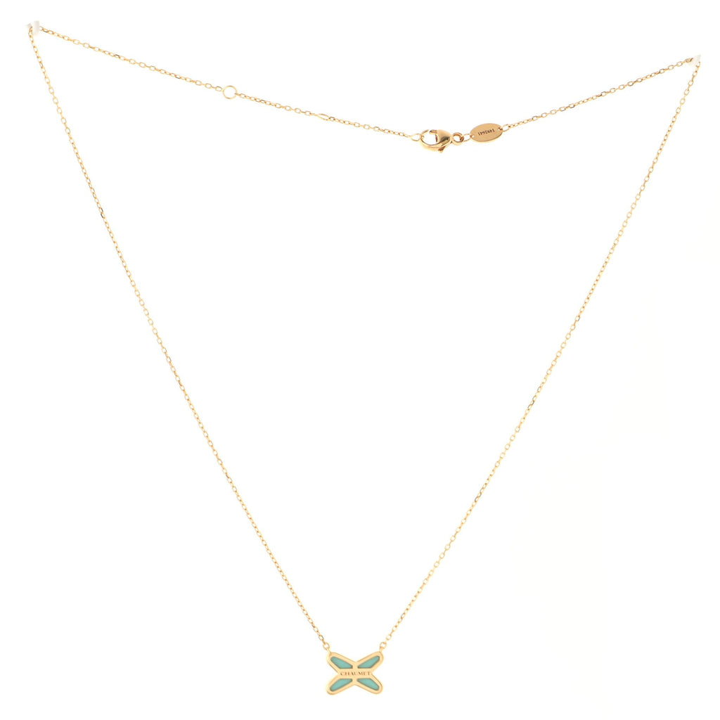 Jeux de Liens Pendant Necklace 18K Rose Gold with Turquoise and Diamond