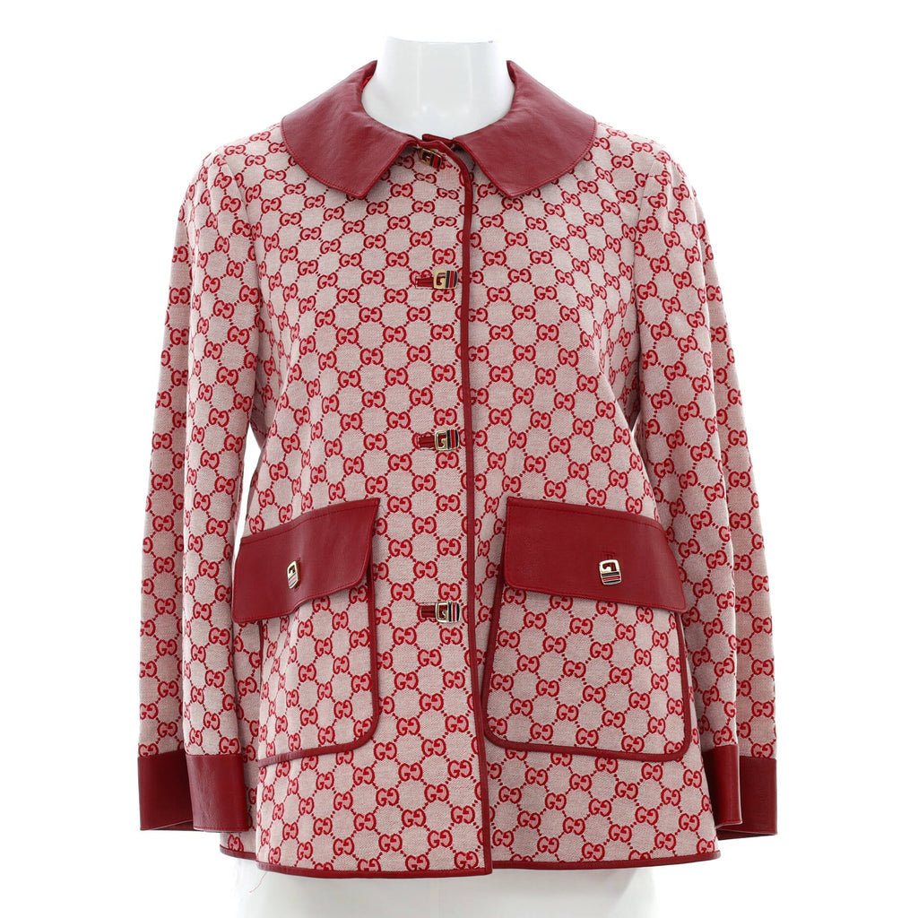 Women's Swing Jacket GG Cotton Blend with Leather