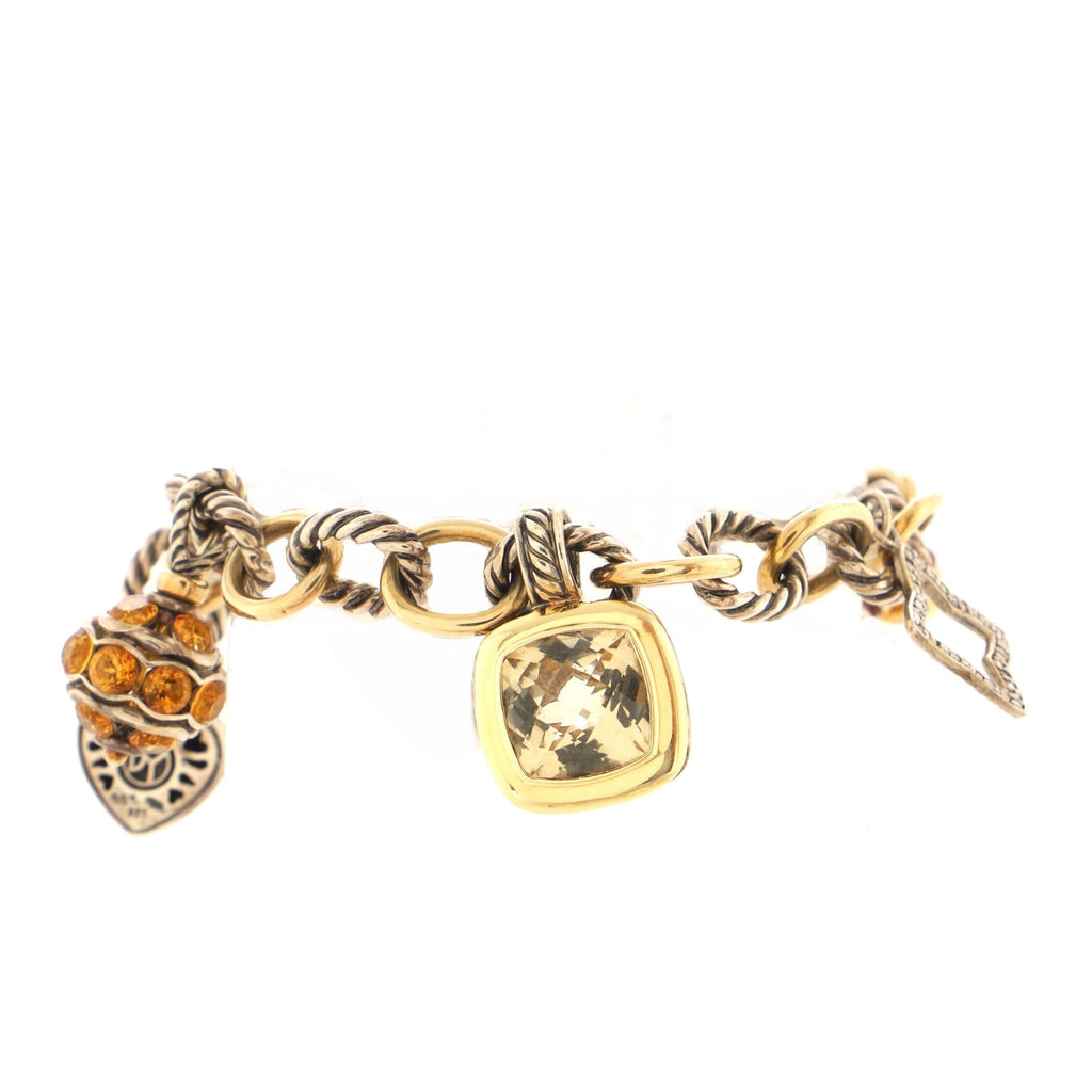 25th Anniversary Charm Bracelet Sterling Silver and 18K Yellow Gold with Citrine, Garnet and Diamonds