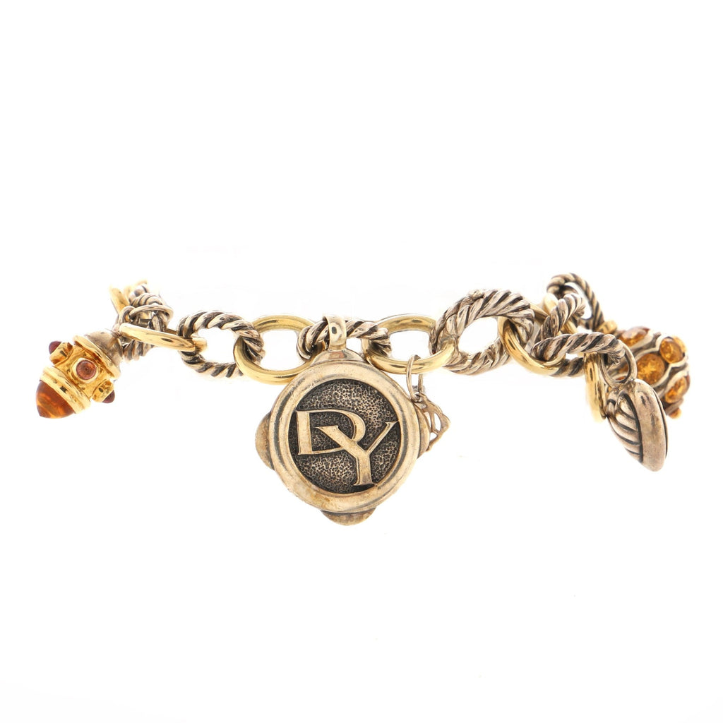 25th Anniversary Charm Bracelet Sterling Silver and 18K Yellow Gold with Citrine, Garnet and Diamonds