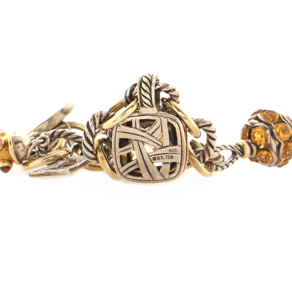 25th Anniversary Charm Bracelet Sterling Silver and 18K Yellow Gold with Citrine, Garnet and Diamonds