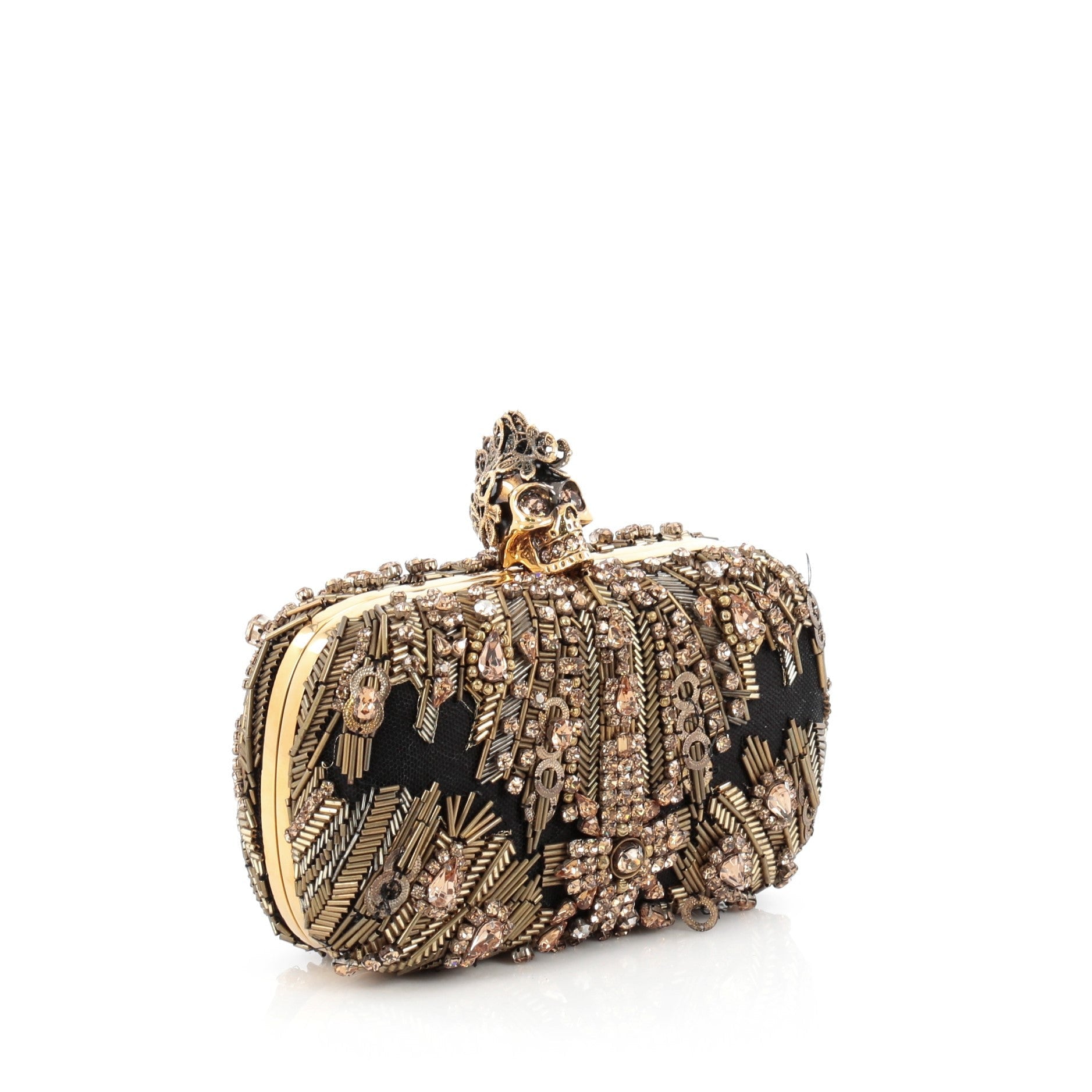 Skull Box Clutch Embellished Mesh