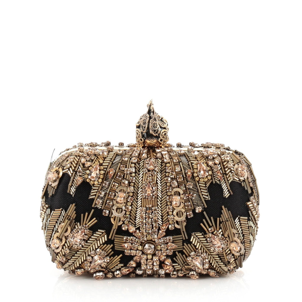 Skull Box Clutch Embellished Mesh