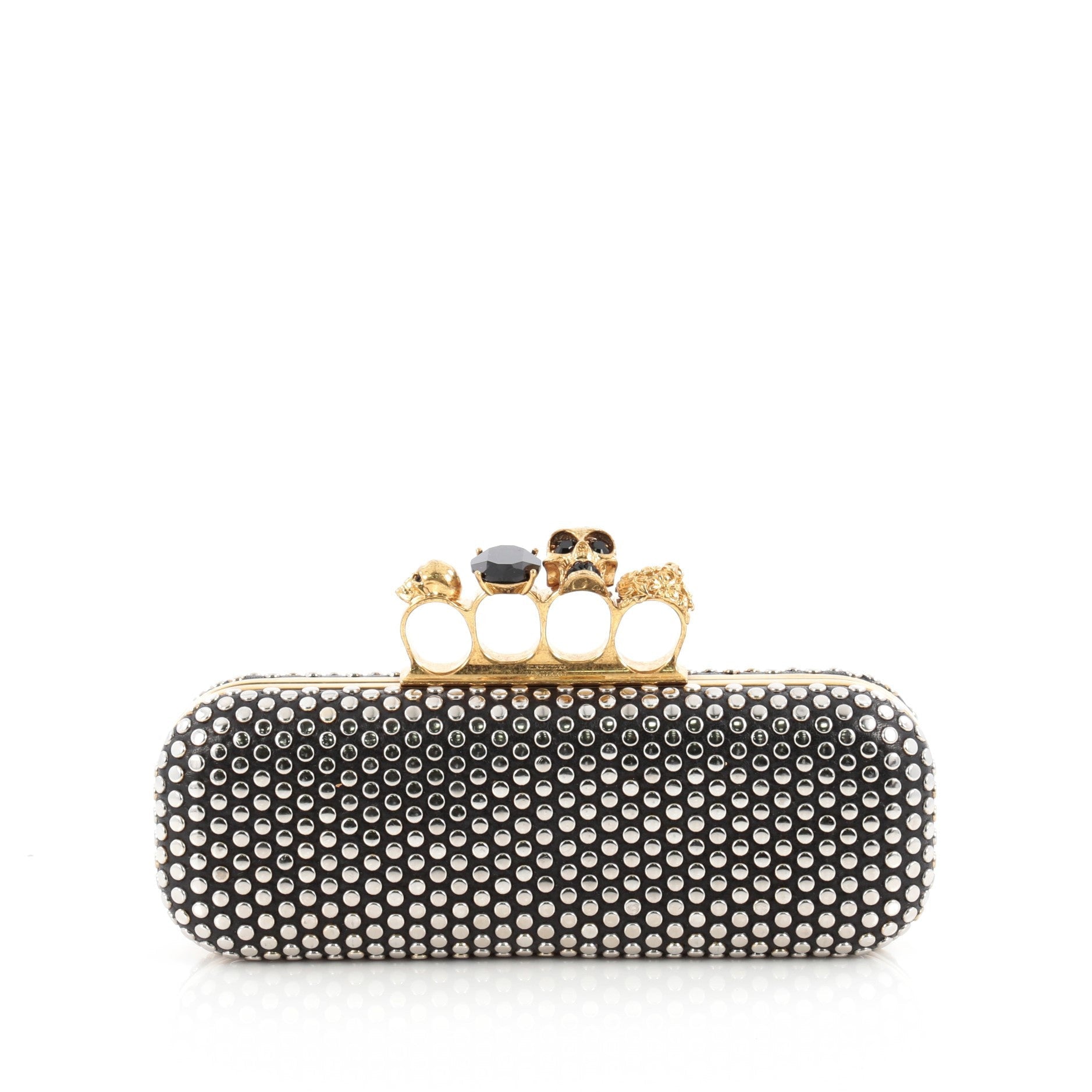 Knuckle Box Clutch Studded Leather Long