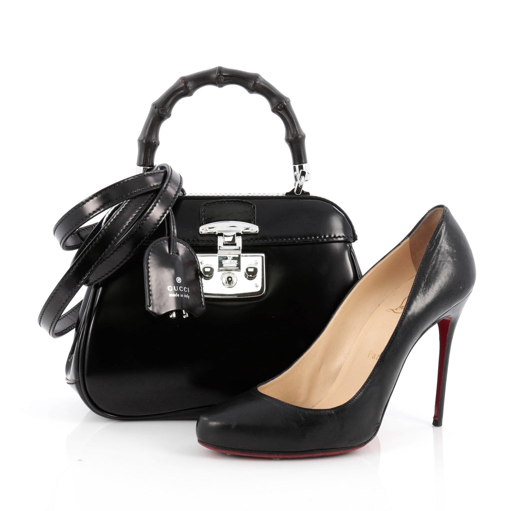 Lady Lock Bamboo Top Handle Bag Leather Mini