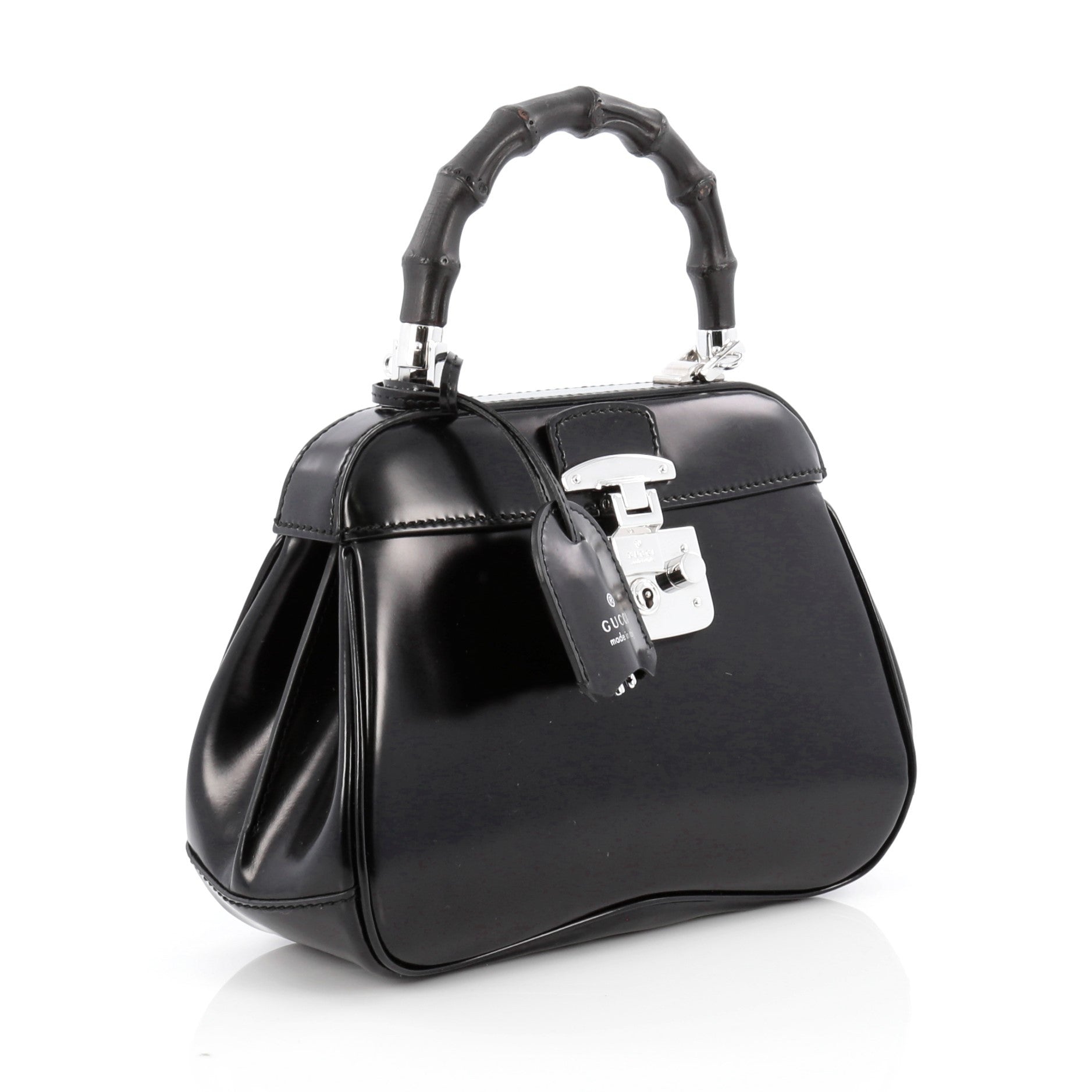 Lady Lock Bamboo Top Handle Bag Leather Mini