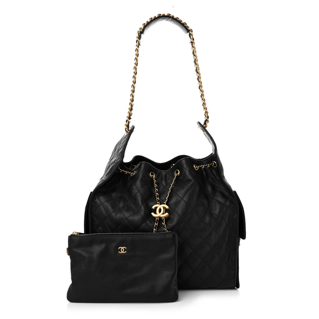 Caviar Quilted Medium Chanel 25 Handbag Black