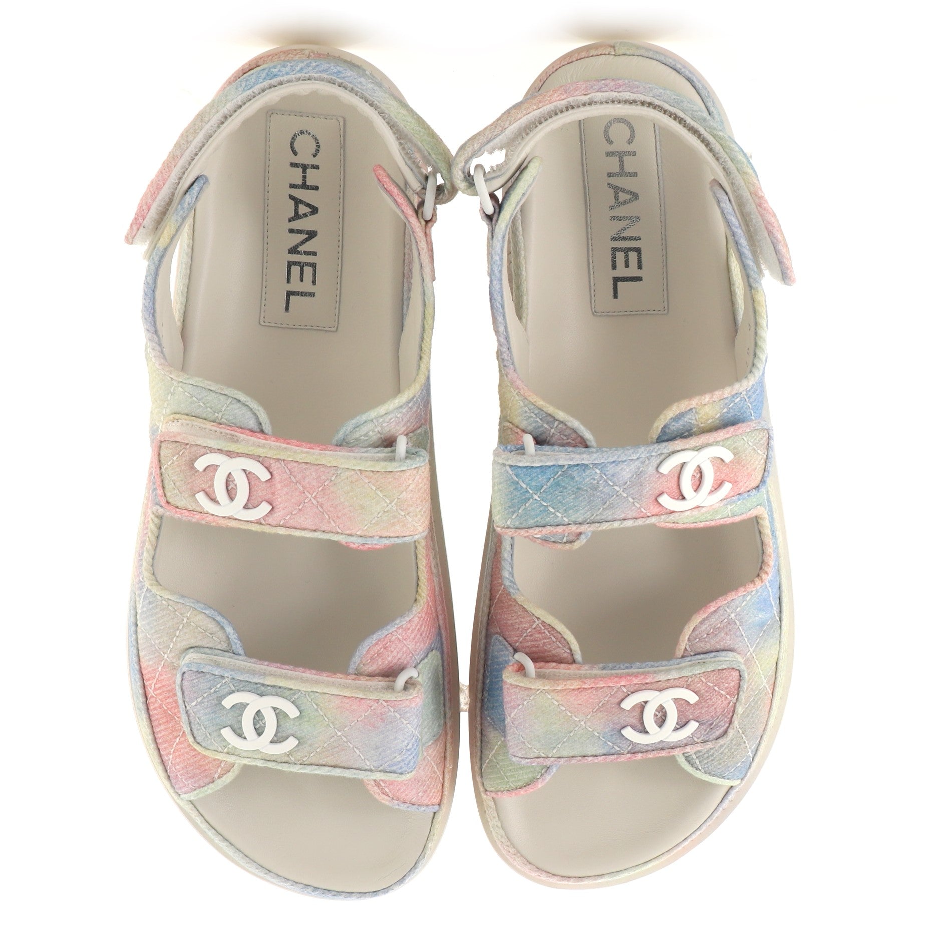 Women's Velcro Dad Sandals Quilted Multicolor Canvas
