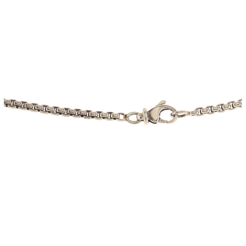 Ball Pendant Box Chain Necklace Sterling Silver with 18k White Gold and Diamonds