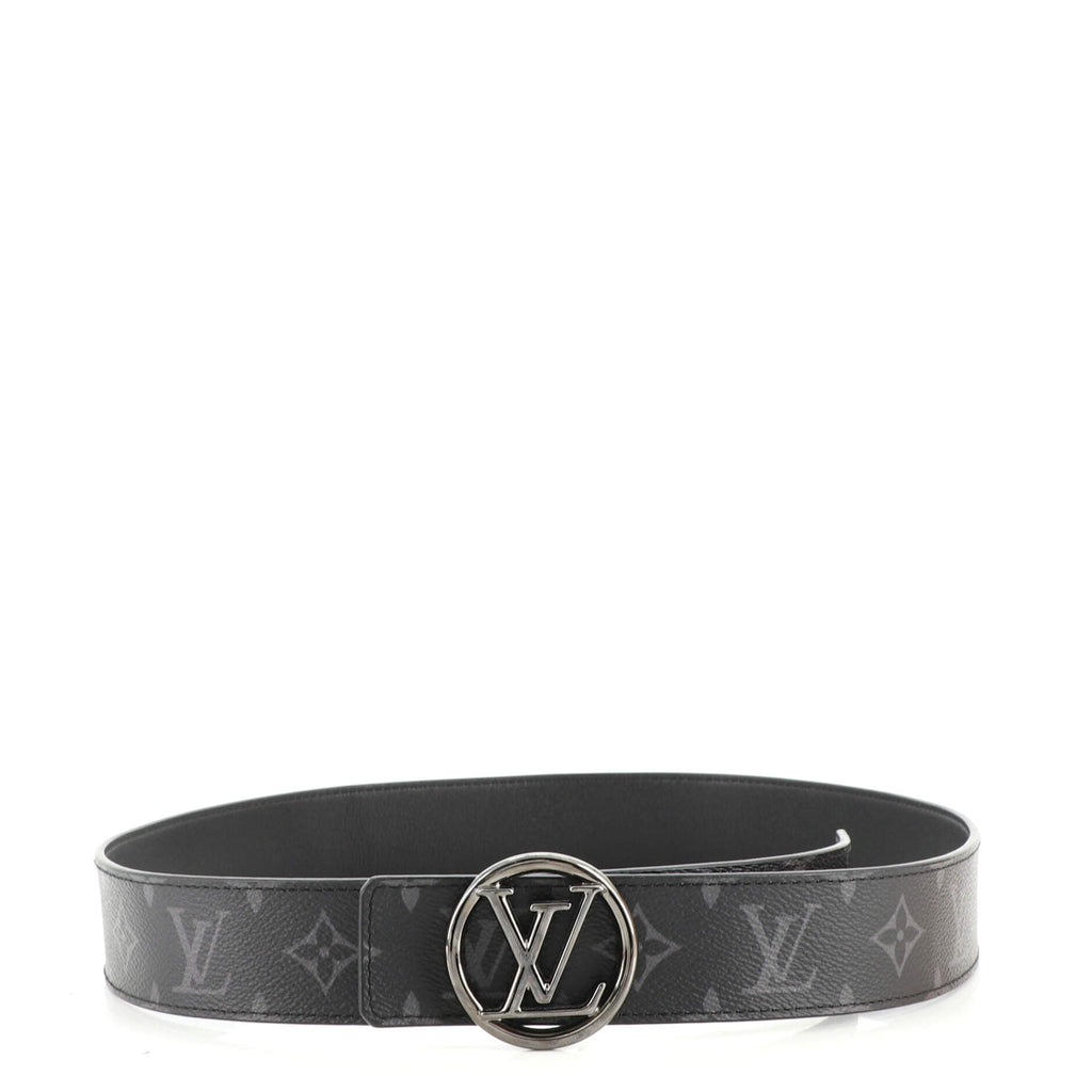 LV Circle Reversible Belt Monogram Eclipse and Leather Wide 95