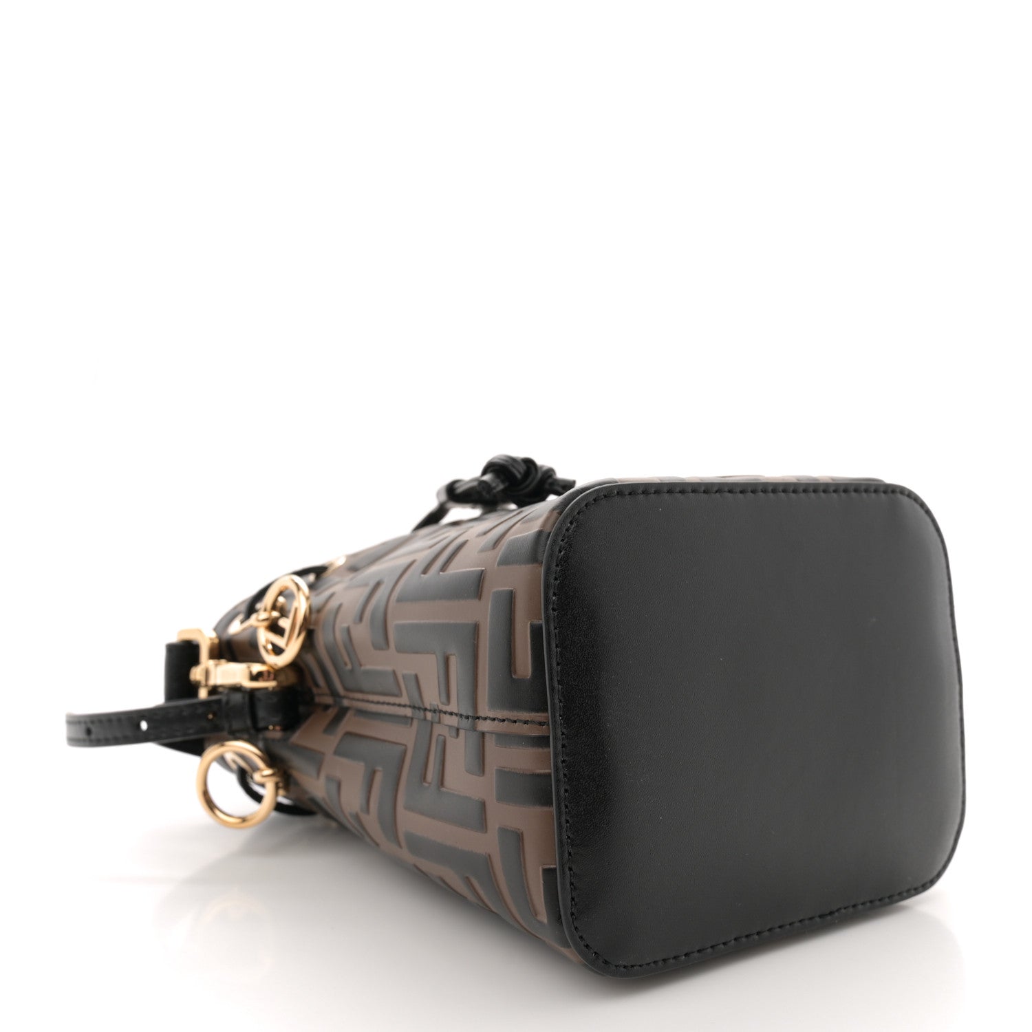 Vitello Liberty F is Fendi Bi-Color FF 1974 Embossed Mini Mon Tresor Bucket Bag Maya Black