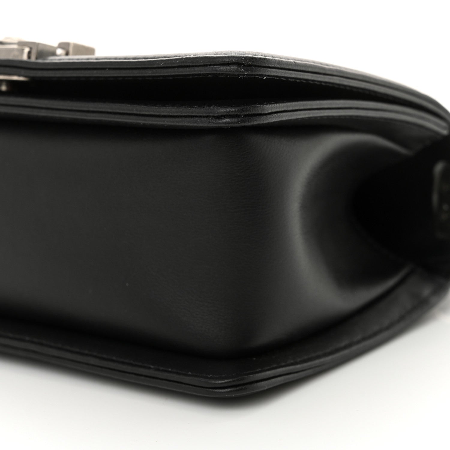 Calfskin Quilted Small Boy Flap Black