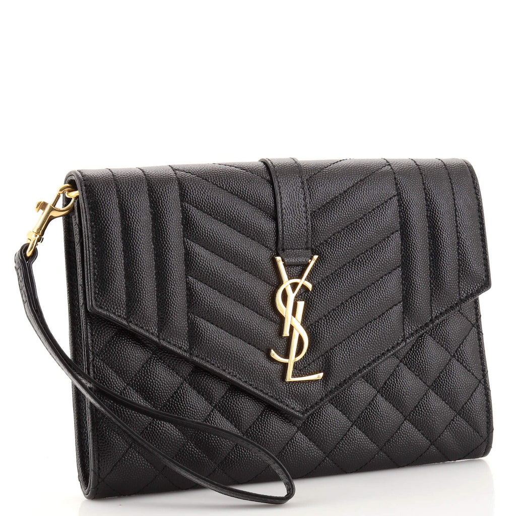 Classic Monogram Envelope Wristlet Clutch Mixed Matelasse Leather