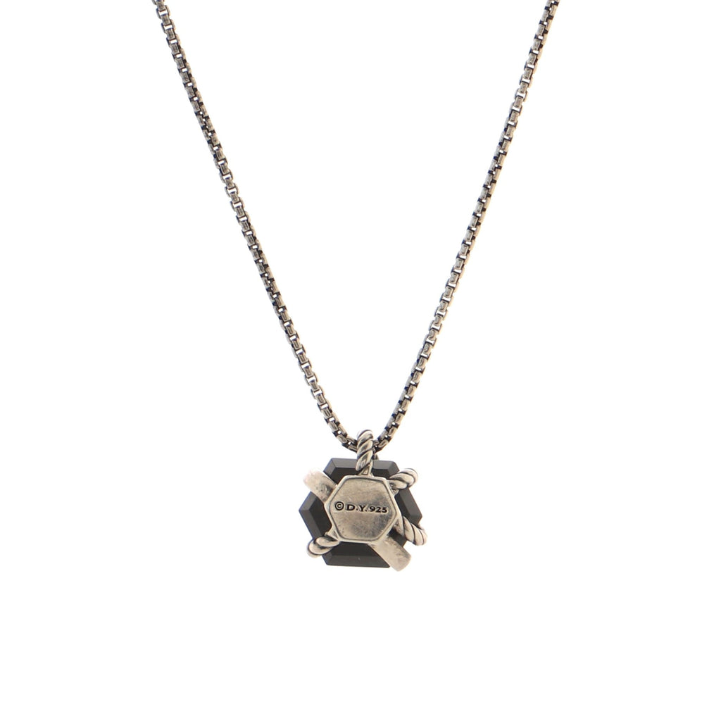 Cable Wrap Pendant Necklace Sterling Silver with Onyx and Diamonds 12.5mm