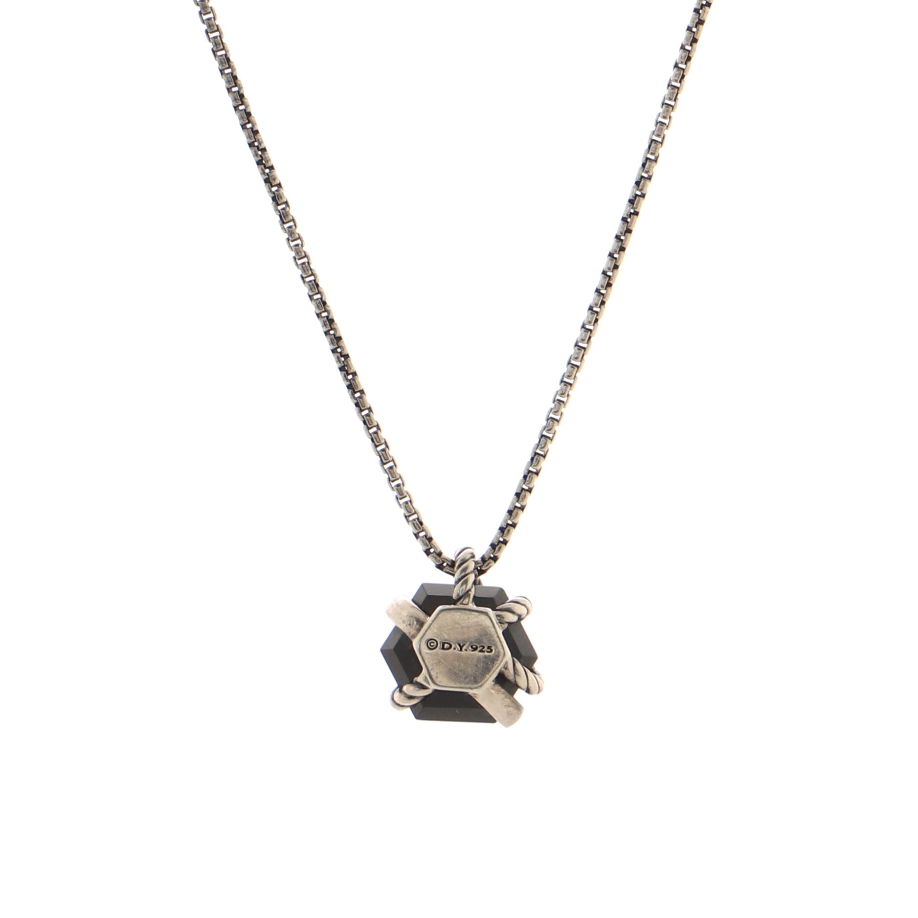Cable Wrap Pendant Necklace Sterling Silver with Onyx and Diamonds 12.5mm
