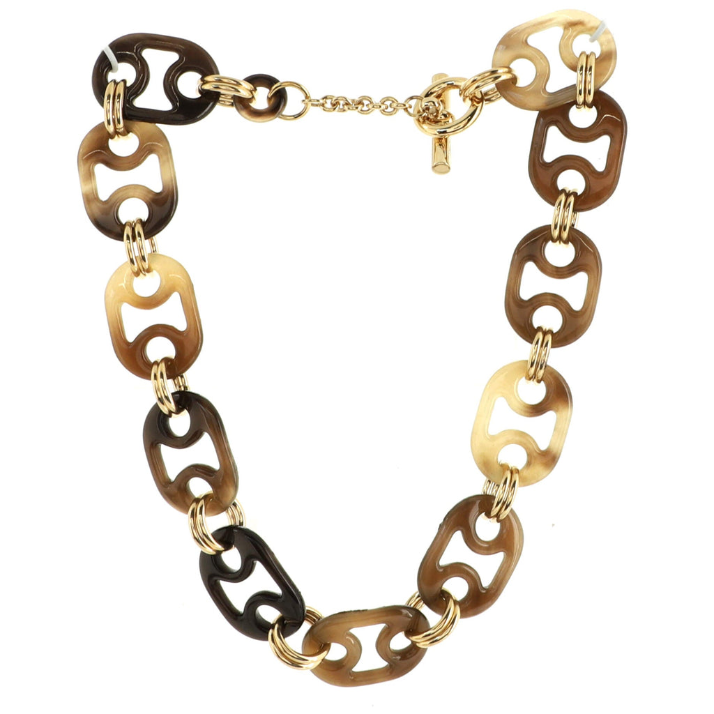 Eurydice Short Necklace Metal and Buffalo Horn