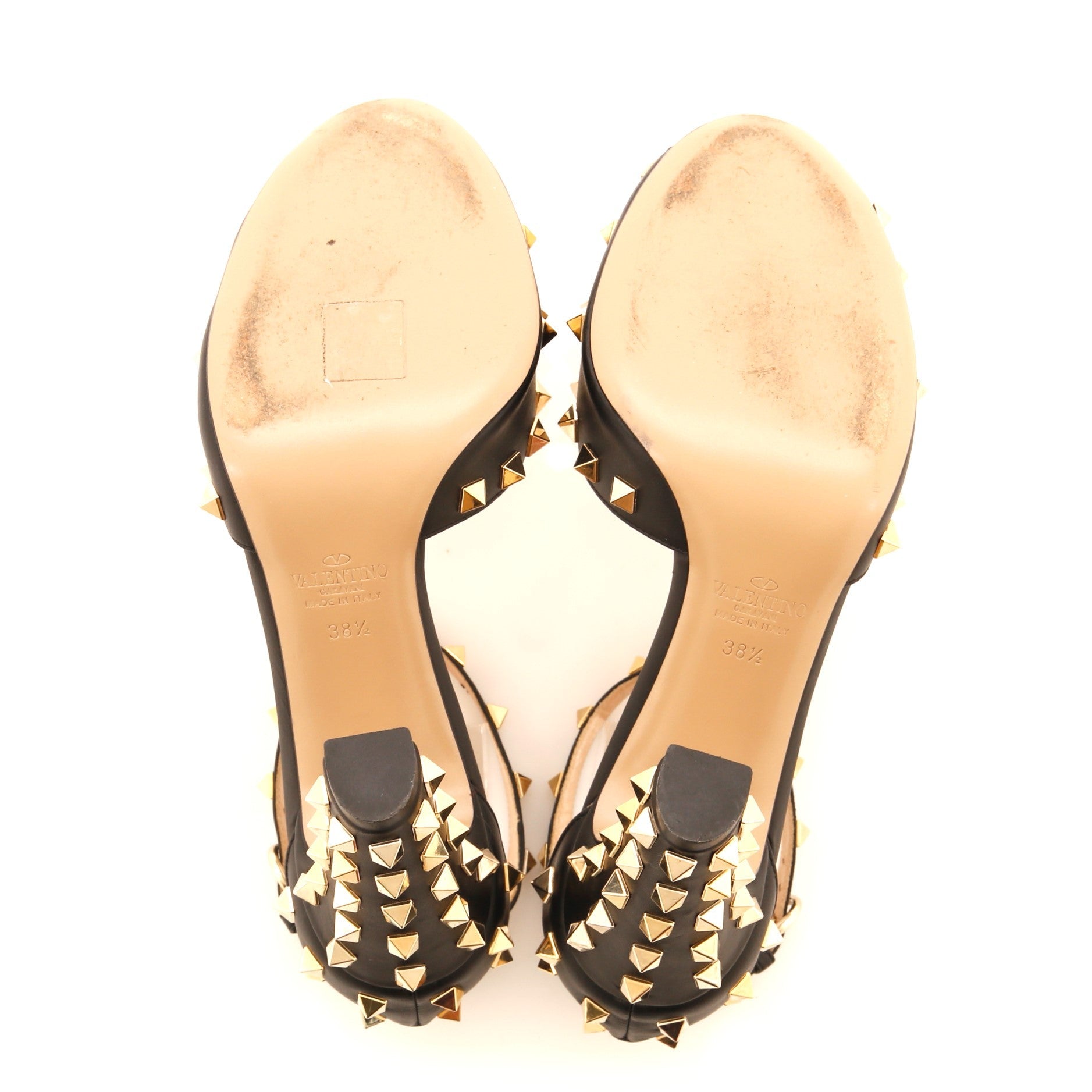 Women's Rockstud Peep Toe Pumps Leather