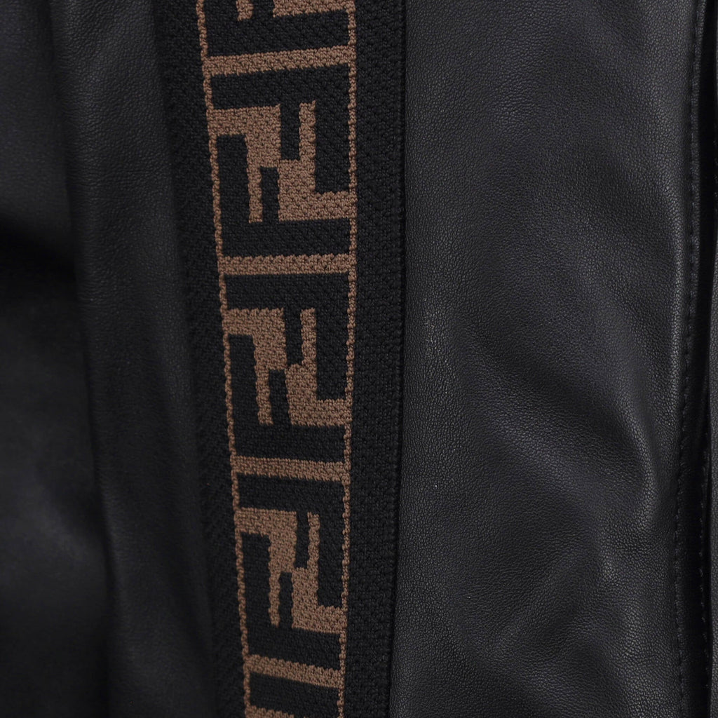 Women's Fringe Biker Jacket Leather with Zucca Jacquard