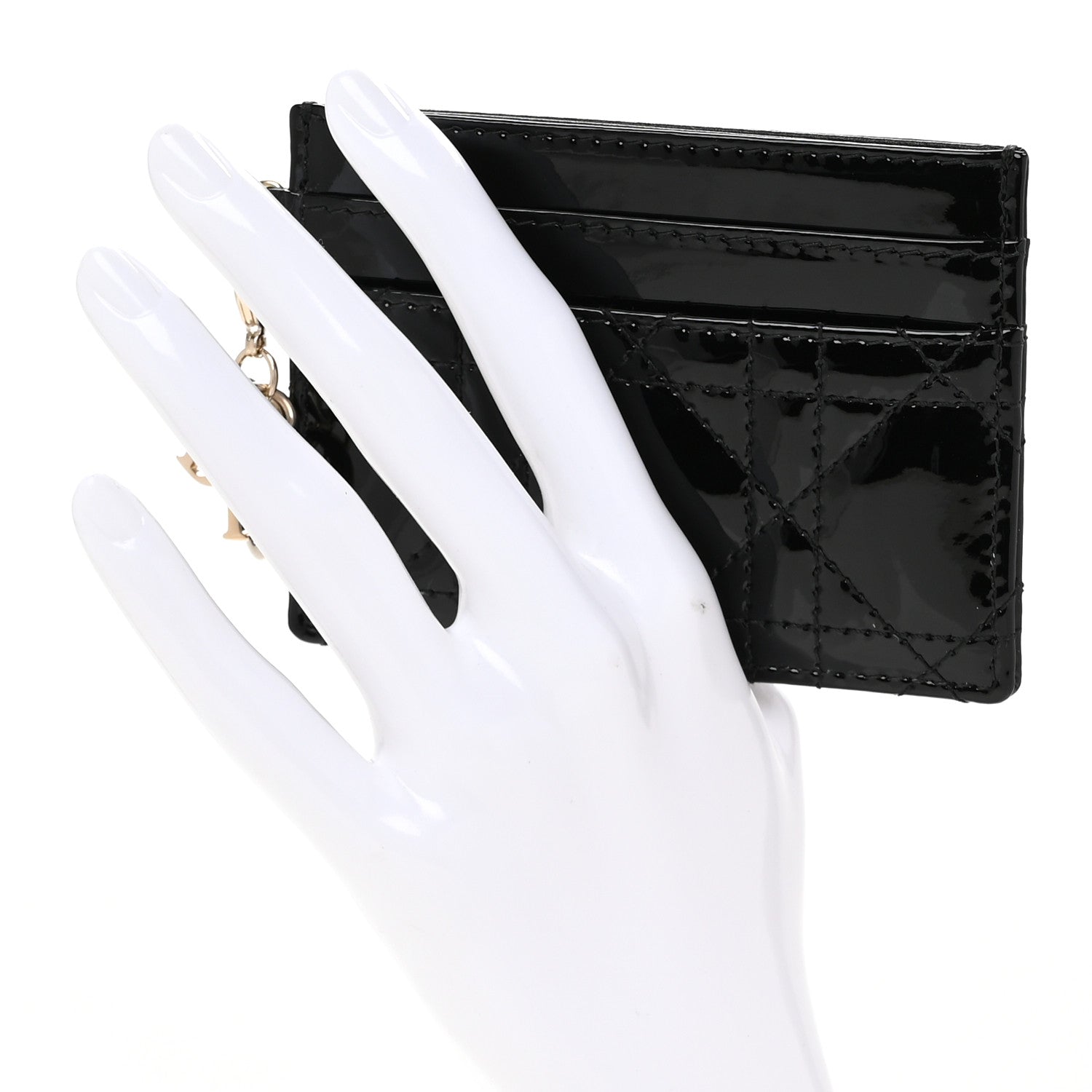Patent Cannage Lady Dior  Holder Black
