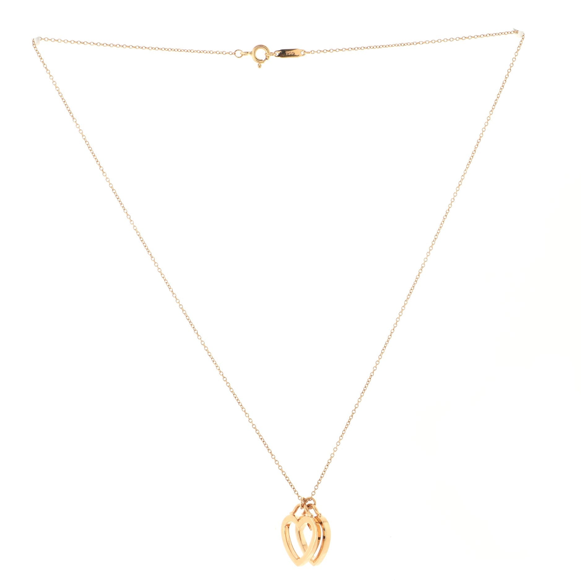 Sentimental Double Heart Pendant Necklace 18K Rose Gold