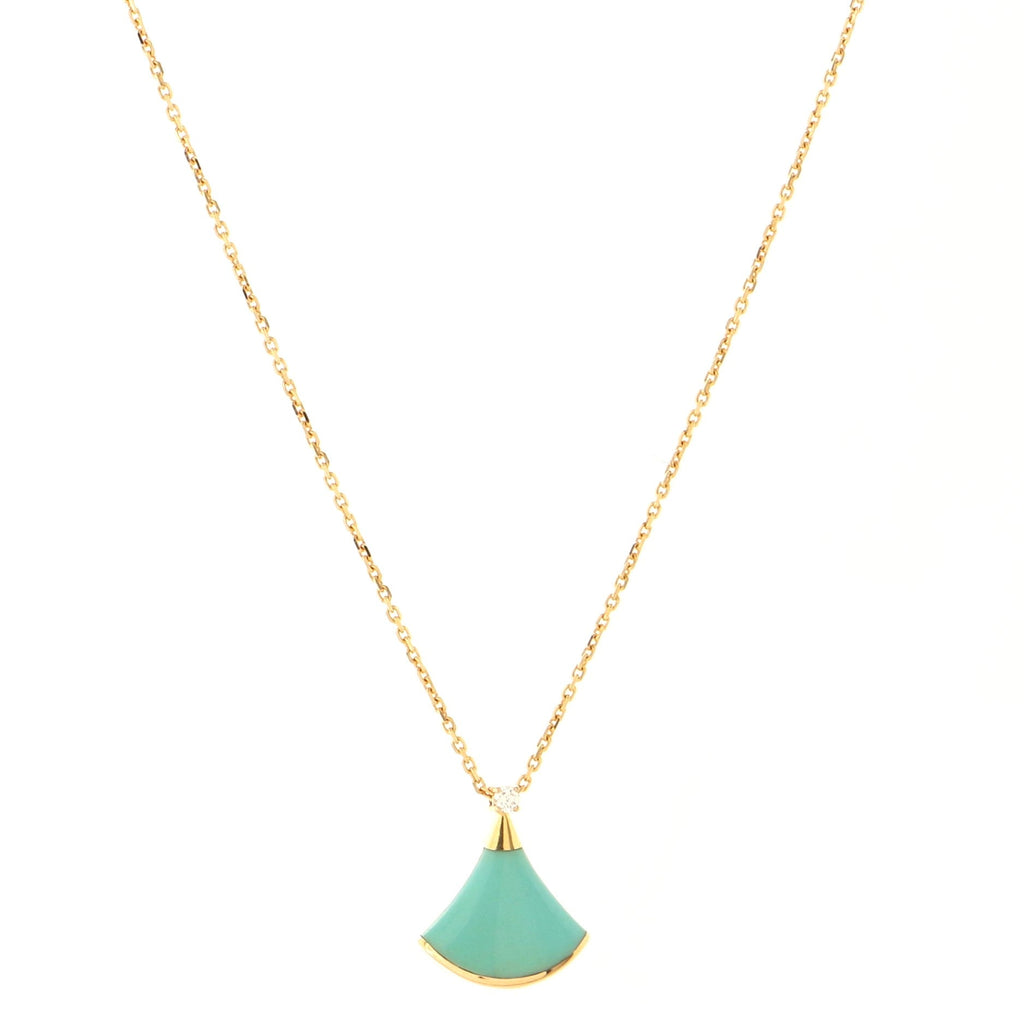 Divas' Dream Pendant Necklace 18K Rose Gold with Turquoise and Diamond Small