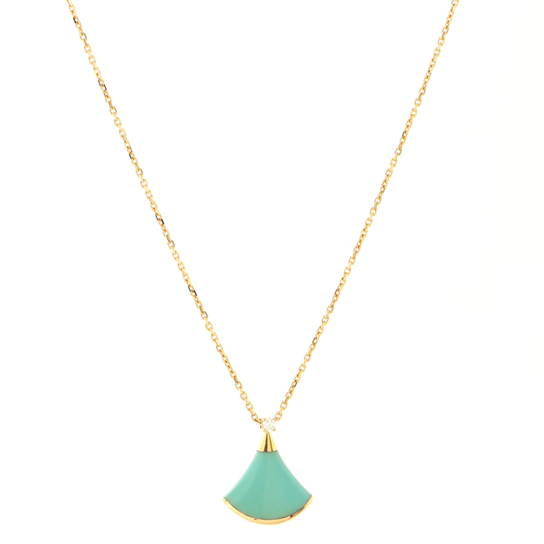 Divas' Dream Pendant Necklace 18K Rose Gold with Turquoise and Diamond Small