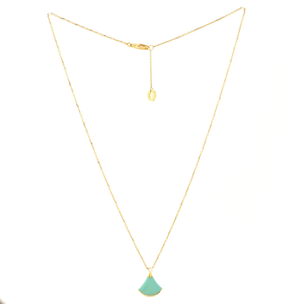 Divas' Dream Pendant Necklace 18K Rose Gold with Turquoise and Diamond Small